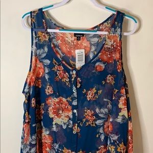 NWT high low torrid sheer tank blue floral